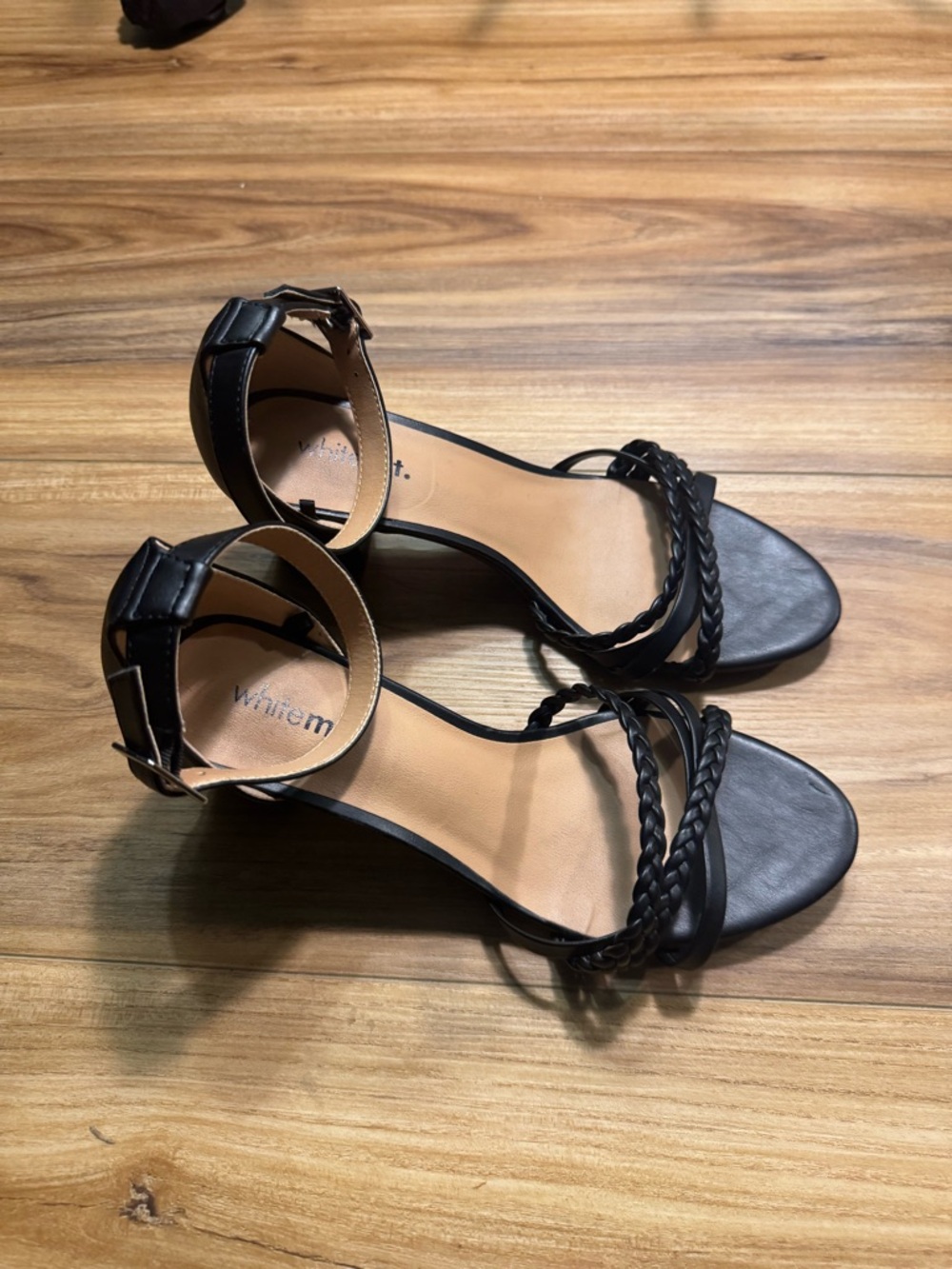 Women's Black Braided Ankle-Strap Sandals with Buckle Size 9 1/2 W